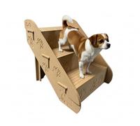 3 Step MDF Foldable Dog Stairs for Bed, Couch Furniture, 42.5cm Tall, 40cm Wide, 47cm Deep, Pet Steps with Paw Print Design