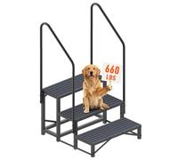 3-Step RV Steps with Dual Handrails, Heavy Duty Steel, 660 LBS Max Load
