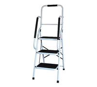 mysmartbuy 3 Step Safety Stepladder with Wide Non-Slip Treads & Safety Handrail in White mysmartbuy White