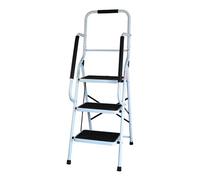 mysmartbuy 3 Step Safety Stepladder with Wide Non-Slip Treads & Safety Handrail in White mysmartbuy White