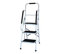 3 Step Safety Stepladder with Wide Non-Slip Treads & Safety Handrail mysmartbuy White One Size