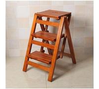 3-Step Solid Wood Folding Stool Ladder Multi-Function Indoor Mobile Chair Versatile Ascending Step Stool Available in White & Brown Finish