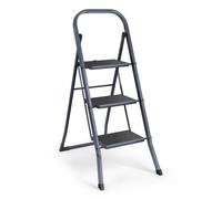 VonHaus 3 Step Ladder - Premium Quality Folding Step Ladder for DIY and Gardening - Anti Slip Feet, Easy to Store Ladder, 150KG Max Capacity - Durable Steel