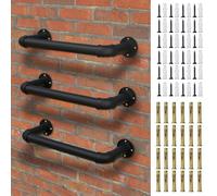 3-Step Wall Mounted Ladder, Heavy Duty Steel Pipe Fire Escape Ladder for Egress Window & Basement, Black Industrial Hanging