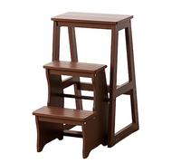 3 Step Wooden Ladder Chair Multi Funct Home Step Stool for Library & Display Use Portable Space Saving Foot Stool Sturdy & Slish Design