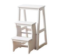 3 Step Wooden Ladder Stool Multi Funct Portable Step Stool for Home & Library Use Space Saving Footrest & Display Stand Sturdy Lightweight Design