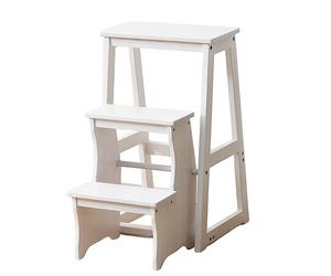3 Step Wooden Ladder Stool Multi Funct Portable Step Stool for Home & Library Use Space Saving Footrest & Display Stand Sturdy Lightweight Design