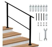 3 Steps Handrails for Outdoor Stairs, 43"x39" Adjustable Metal Railings, Heavy Duty Weather Resistant & Rust-Proof Safety Guardrail for Deck, Porch, Steps, Easy Installation (43x39 in)