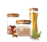 3 Storage Containers Set with Lid Jar Jars Made of Glass
