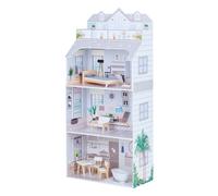 Olivia's Little World Deluxe 3-Story Wooden Doll House and 8-pc. Accessory Set for 12" Dolls, Grey/White