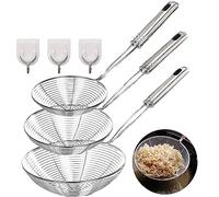 3 Strainer Spider Skimmers for Kitchen, Professional Stainless Steel Slotted Spoon, Pack of 3 Foam Trowel 33.5CM/37.5CM/40CM, Pasta Strainer Kitchen Filter, Avoid Splashing, Drain and Rinse
