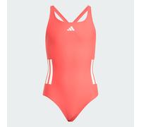 adidas Girl's 3-Stripes C-Back Swimsuit Kids, Semi Lucid Red/White, 9-10 Years