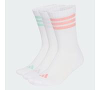 adidas Unisex 3Stripes Cushioned Sportswear Crew Socks 3 Pair Pack Socks, white/Semi Frozen Turbo/clear mint/Frozen Purple, XL