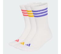 adidas Unisex 3Stripes Cushioned Sportswear Crew Socks 3 Pair Pack Socks, white/Solar Purple/crew yellow/Pure Turbo, S