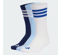 adidas Unisex 3STRIPES CUSHIONED SPORTSWEAR CREW SOCKS 3 PAIR PACK, dark blue/white/glow blue, 10.5-12.5