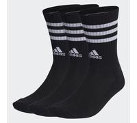 adidas Unisex 3-Stripes Cushioned Crew Socks 3 Pairs, Black / White, 4.5-6
