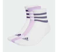 adidas Unisex 3-Stripes Cushioned Sportswear Mid-Cut Socks 3 Pairs, White/White/Powder Plum, 10.5-12.5