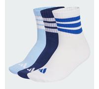 adidas Unisex 3 STRIPES CUSHIONED SPORTSWEAR MID CUT SOCKS 3 PAIR PACK, dark blue/white/glow blue, 6.5-8