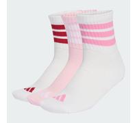 adidas Unisex 3 STRIPES CUSHIONED SPORTSWEAR MID CUT SOCKS 3 PAIR PACK, white/clear pink/active maroon, 6.5-8