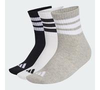 adidas Unisex 3 STRIPES CUSHIONED SPORTSWEAR MID CUT SOCKS 3 PAIR PACK, medium grey heather/white/black, 13-14.5