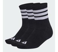 adidas Unisex 3 STRIPES CUSHIONED SPORTSWEAR MID CUT SOCKS 3 PAIR PACK, black/white/white, 10.5-12.5