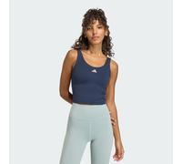 Adidas 3 Stripes Studio All Me Medium Support Sports Top Blue 2XL Woman