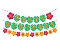 3 Stück Hawaiian Party Happy Birthday Banner for tropical luau party, palm leaf decorations, Hawaiian Moana birthday banner, summer beach holiday, birthday party decor
