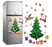 3 Styles Christmas Fridge Magnets, Christmas Themed Magnetic Sticker Decoration, Santa Claus Snowman Xmas Tree Home DIY Decor for Refrigerator Wardrobe Door Car Indoors Outdoor (A)