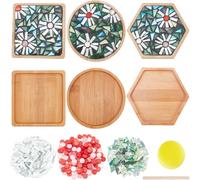 3 Styles DIY Mosaic Craft Set Floral Mosaic Bamboo Coaster Set