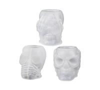 3 Styles Skull Flowerpot 3D Holder Mold Epoxy Pen Mold Soap Molds for Decoration Pen Molds for Epoxy Resin