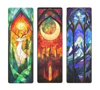 3 Styles Stained Glass Art Bookmarks for Readers, Magic Romantic PVC Book Marks Sun/Moon/Star, Fantasy Book Marks Gifts for Women Men Book Lovers, Reading Accessories Decor, 6'' X 2''