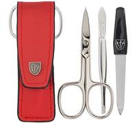 3 Swords Germany - brand quality 3 piece manicure pedicure grooming kit set for professional finger & toe nail care scissors file genuine leather case in gift box, Made by 3 Swords (004185)
