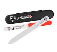 3 Swords Germany Double Sided Glass Nail Files for Natural and Artificial Nails with Nail Buffer and Black Plastic case