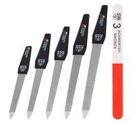 3 Swords Germany - Double Sided Sapphire Metal Nail File Set (5 Different pcs.) with 3-Way Nail Buffer (1 pc.) Made in Germany (695)