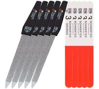 3 Swords Germany - Double Sided Sapphire Metal Nail File Set (5 Pieces) with 3-Way Nail Buffer (5 Pieces) Made in Germany