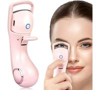 3-Temp Heated Eyelash Curler with Auto Shut-Off - USB-C Rechargeable & Travel-Sized for Women, Hypoallergenic Natural Lash Lift Tool, Waterproof Tip & LED Indicator (Pink)