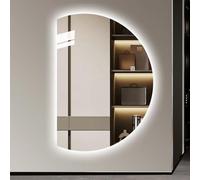 3 Temperature Adjustable LED Bathroom Wall Light Frameless Half-Circle Mirror 35in Multi-Functional Home Decor 90-130cm Large Size