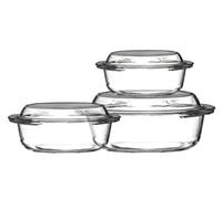 3 Tempered Glass Casserole Dishes, Heatproof Casserole Pans, Oven-Safe Bakeware Set, Ideal For Table Serving Premier Housewares Clear One Size