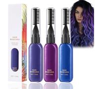3 Temporary Hair Colour Mascara Sticks - Purple Blue Violet Washable Hair Dye For Girls Women Men, Works On Dark With Brush & Comb For Cosplay Festival Birthday DIY Styling (Violet Dream Trio Set)