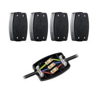 3 Terminal Electrical Cable Junction Box 13Amp 250v Flex Connector 3 Core Black Cable Connectors For Indoor Lighting, Electrical Power, Wiring - Pack of 4