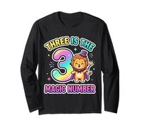3 The Magic Number Funny 3rd Birthday Cute Lion Long Sleeve T-Shirt