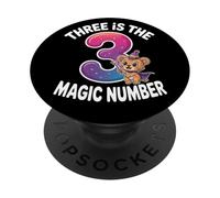 3 The Magic Number Funny 3rd Birthday Cute Lion PopSockets Adhesive PopGrip