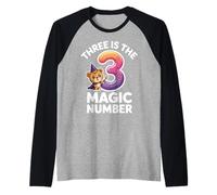 3 The Magic Number Funny 3rd Birthday Cute Lion Raglan Baseball Tee