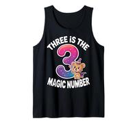 3 The Magic Number Funny 3rd Birthday Cute Lion Tank Top