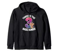 3 The Magic Number Funny 3rd Birthday Cute Lion Zip Hoodie