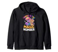 3 The Magic Number Funny 3rd Birthday Cute Lion Zip Hoodie