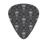 3 Thicknesses Plectrums, 12 Pcs Pattern Serious Skull Guitar Picks for Acoustic, Bass, Electric Guitar, Ukulele Including 0.46mm, 0.71mm, 0.96mm