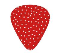 3 Thicknesses Plectrums, 12 Pcs Red Round Dots Guitar Picks for Acoustic, Bass, Electric Guitar, Ukulele Including 0.46mm, 0.71mm, 0.96mm