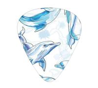 3 Thicknesses Plectrums, 12 Pcs Watercolor Cute Dolphin Guitar Picks for Acoustic, Bass, Electric Guitar, Ukulele Including 0.46mm, 0.71mm, 0.96mm