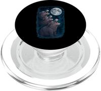 3 Three Baby Hippos Howling At The Moon PopSockets PopGrip for MagSafe